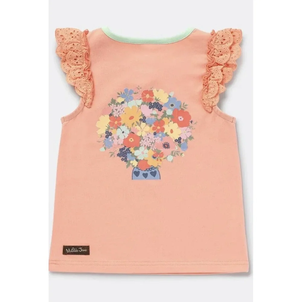 Matilda Jane Girls Dream chasers‎ Let's Bloom Together Tee Peach Size 4 New